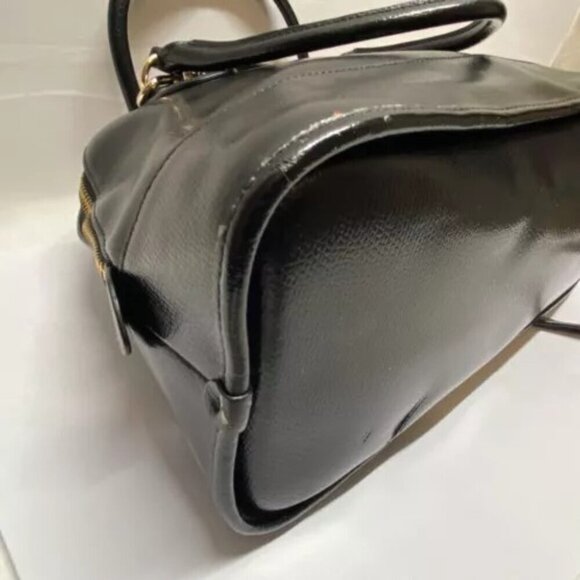 Coach Cora F36703 Patent Crossgrain Leather Black Gold Convertible Shoulder Bag - Picture 12 of 16